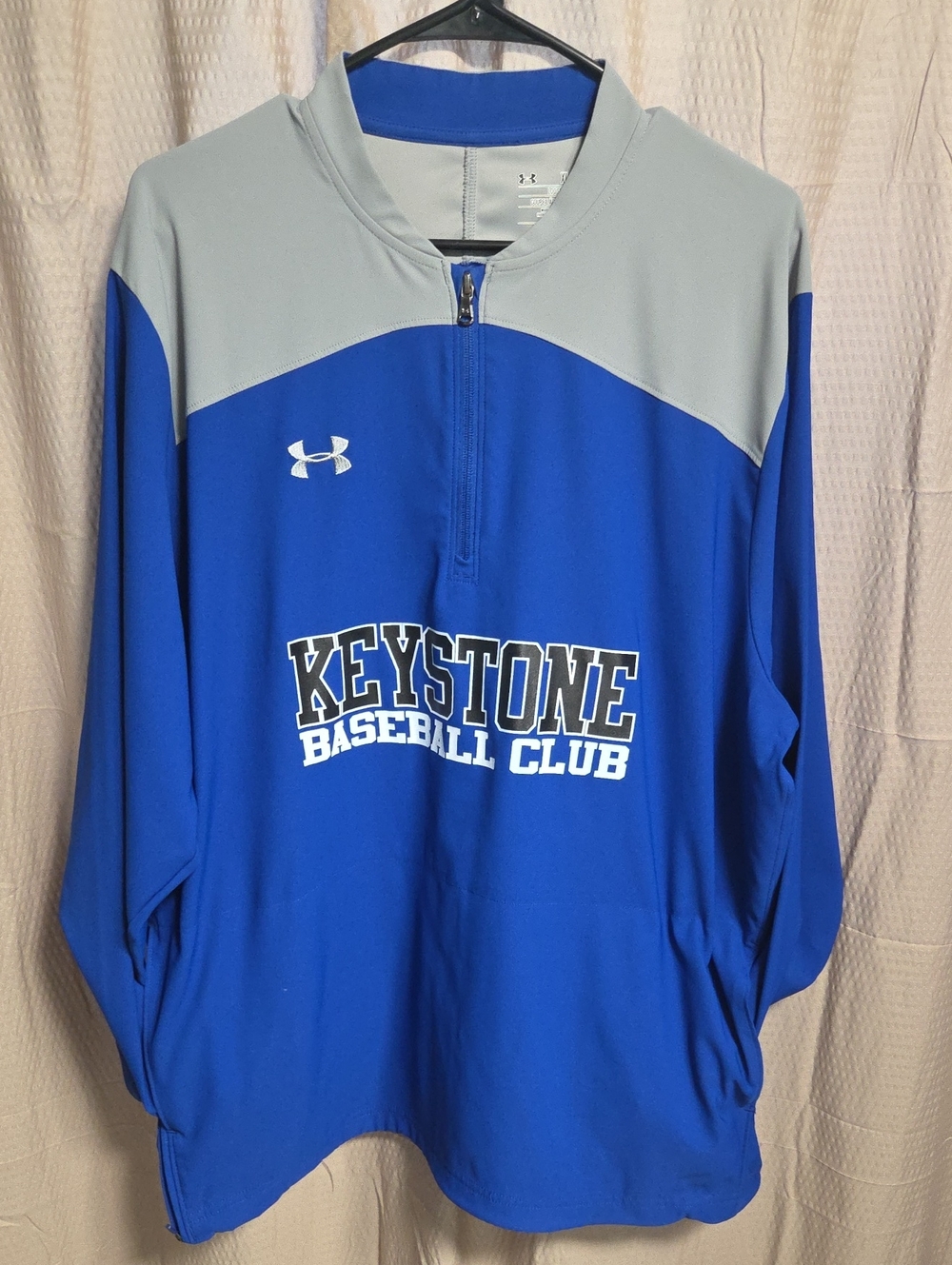 XL Under Armour Blue and Gray Keystone Baseball Club Half-Zip Pullover